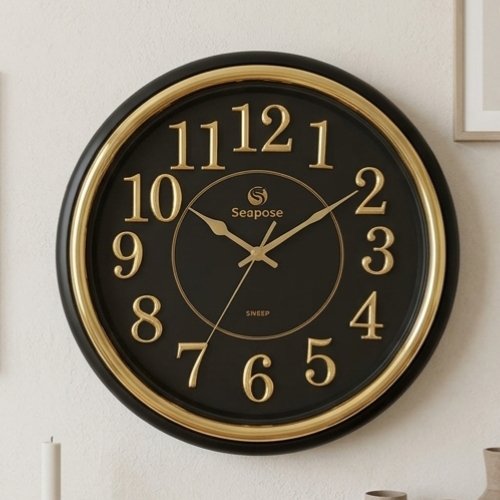 Seapose Royal Black Gold Wall Clock - Silent Sweep